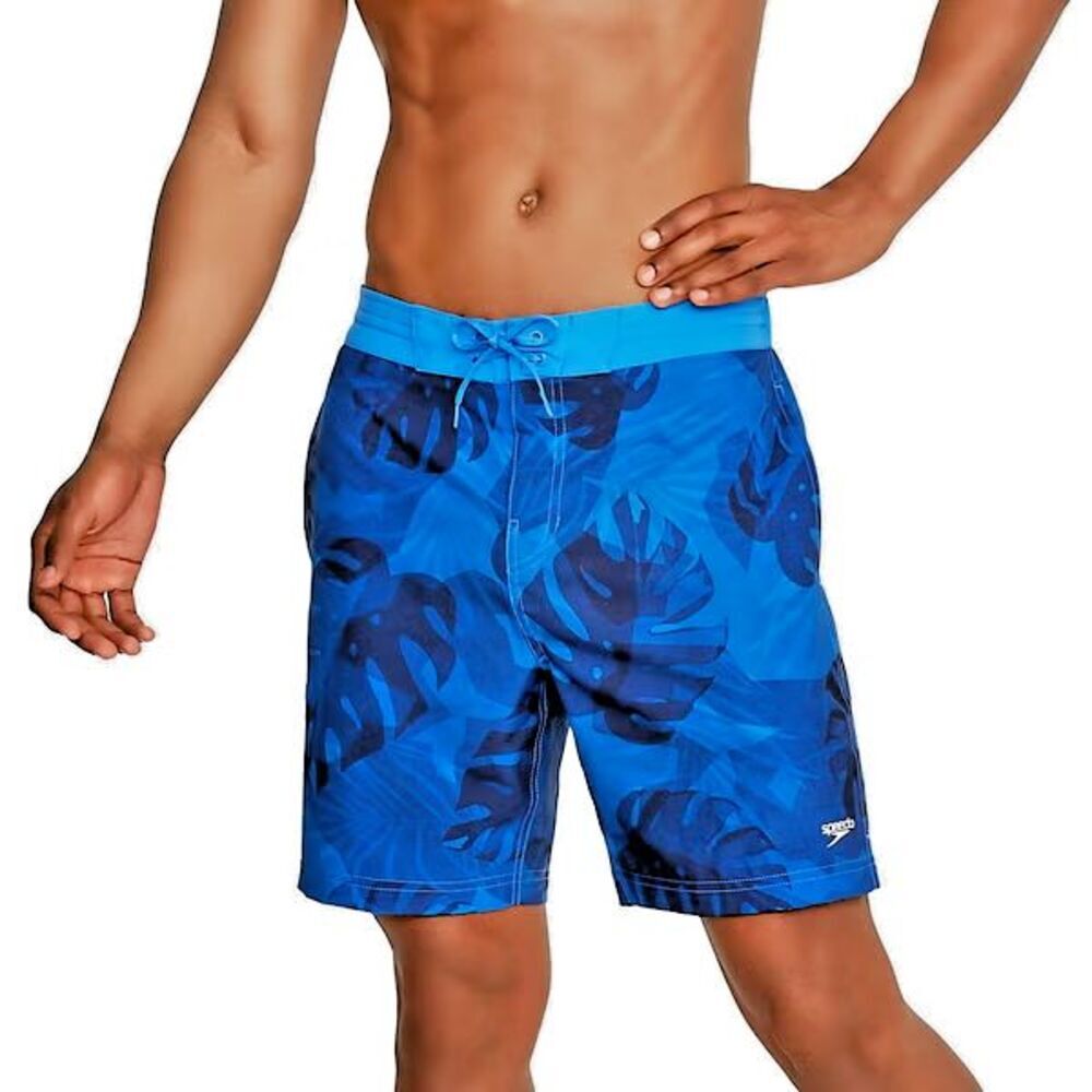 Speedo Men's Printed Bondi Basin 9" Boardshorts Tropical Blue Swim Shorts 2XL